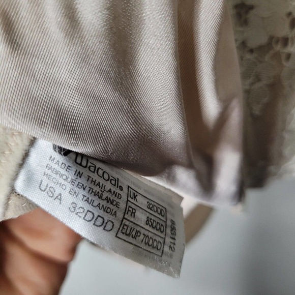 WACOAL 853112 Opulence nude Contour Demi Bra Beige Lace Underwire Sz 32DDD - Picture 5 of 6